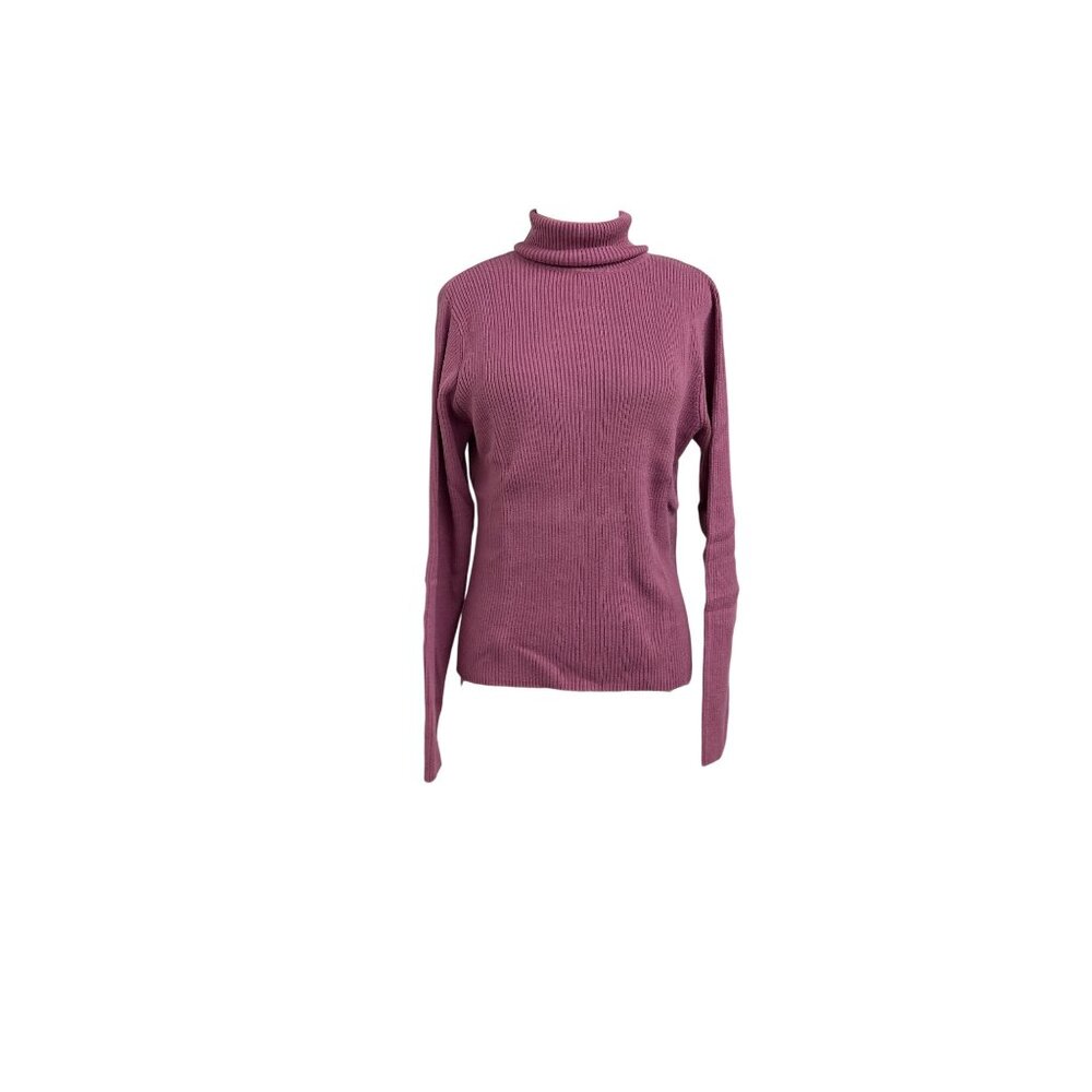 Charter Club Womens M Ribbed Turtleneck Sweater 100% Cotton Mauve Pink